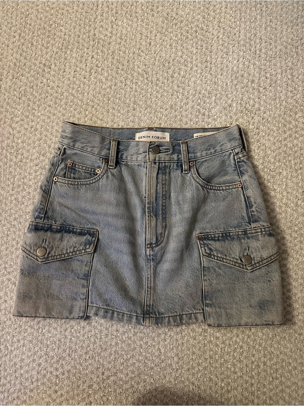 Denim Forum Light Blue Cargo Pocket Denim Mini Skirt